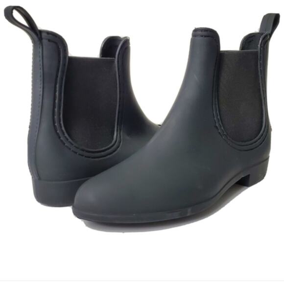 Jeffrey Campbell Play Black Chelsea Pull On Minimalist Rain Boots Size 9 - Picture 1 of 7